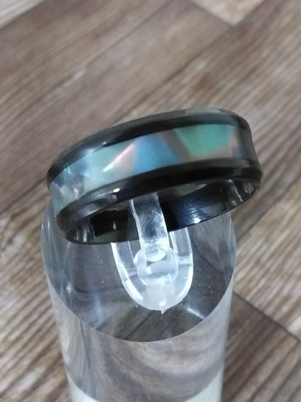 New Size 10, Light Blue Shell - 8 mm Black Stainless Steel Band